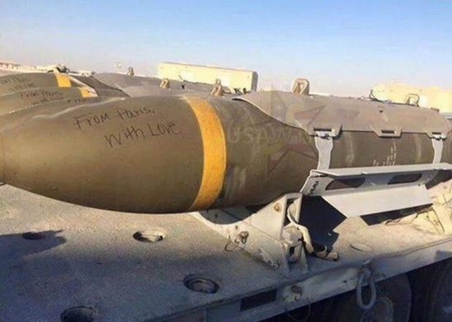“From Paris, with love” written missiles to hit ISIS targets