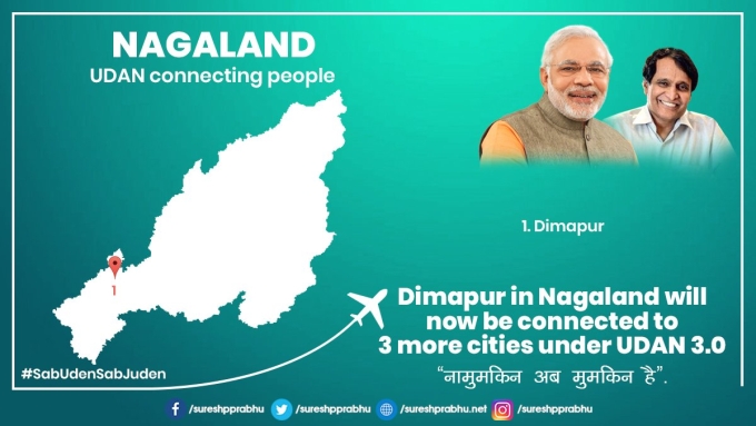 Dimapur airport  to be connected to Dibrugarh, Imphal and Guwahati from April 1