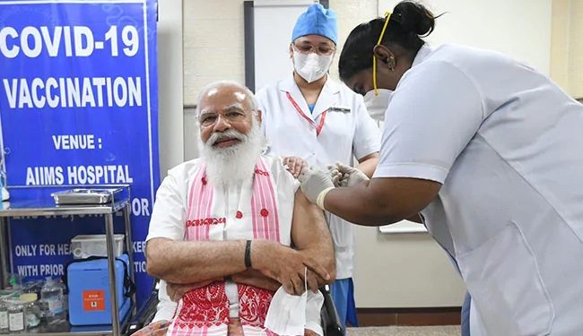 Prime Minister Modi gets COVID vaccine shot
