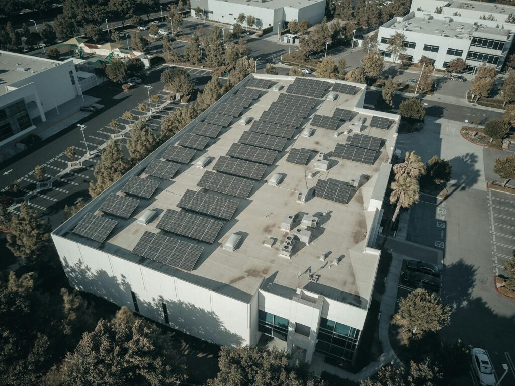solar panels on a rooftop