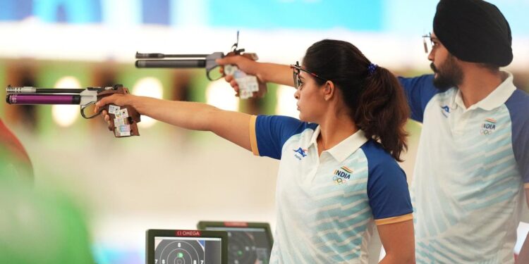 Manu Bhaker and Sarabjot Singh wins bronze in air pistol event