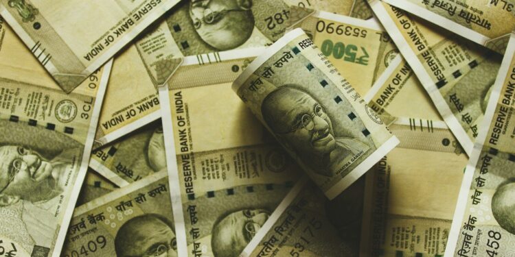 Indian rupee banknote lot close-up photography